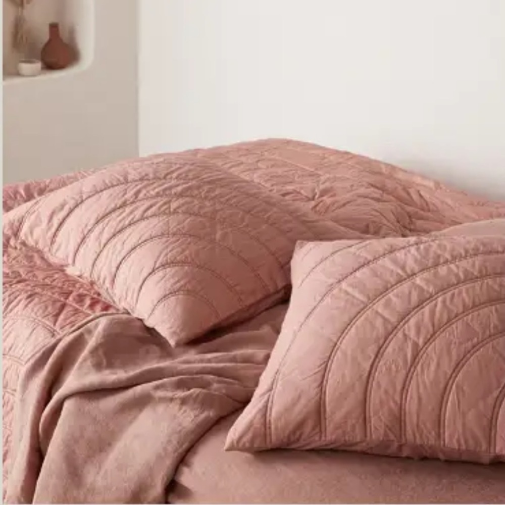 Sold Out PARACHUTE Cotton Voile Quilt + Sham Set - Dusty Rose - New